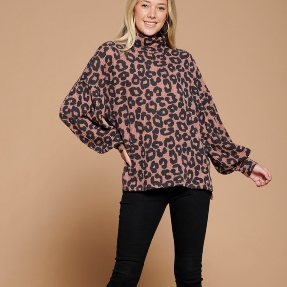 Coco Brown n Black Leopard Top - Picture 2 of 5